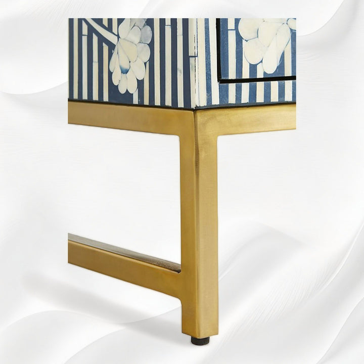 Ada Bone Inlay Chest of 6 Drawers Indigo Blue