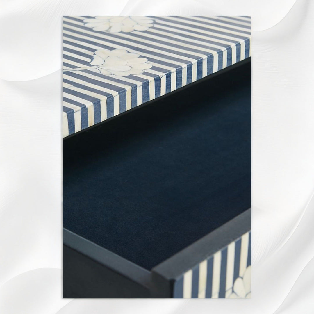 Ada Bone Inlay Chest of 6 Drawers Indigo Blue