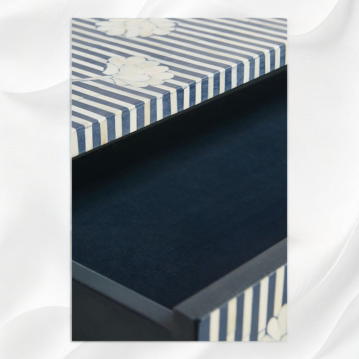 Ada Bone Inlay Chest of 6 Drawers Indigo Blue