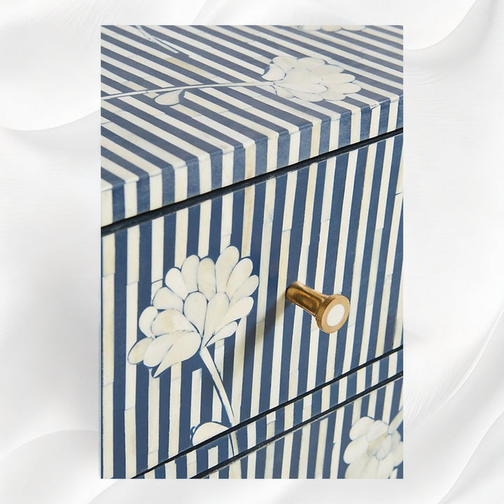 Ada Bone Inlay Chest of 6 Drawers Indigo Blue