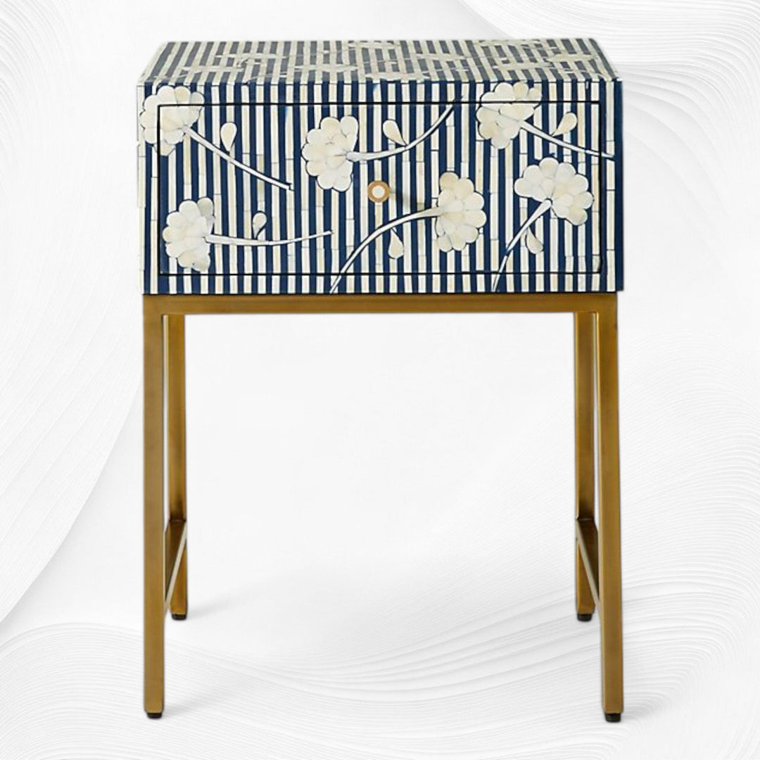 Ada Bone Inlay Nightstand Blue