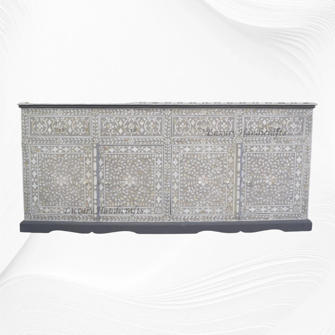Arabic Mother Of Pearl Inlay Cabinet Light Grey