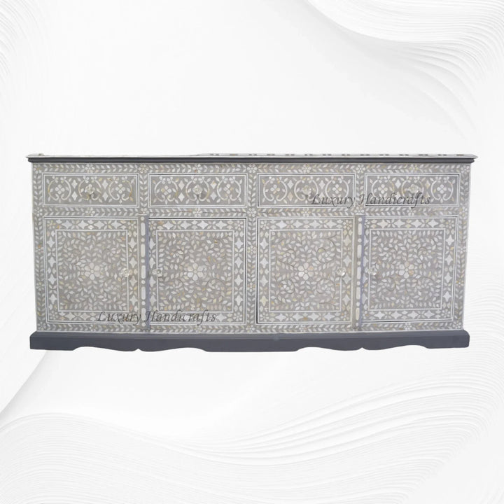 Arabic Mother Of Pearl Inlay Cabinet Light Grey