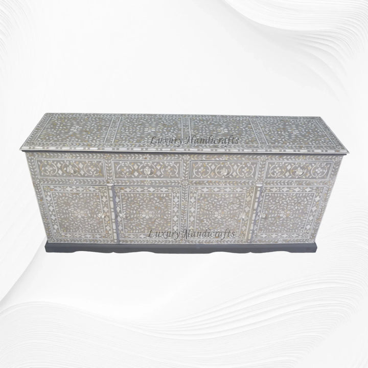 Arabic Mother Of Pearl Inlay Cabinet Light Grey
