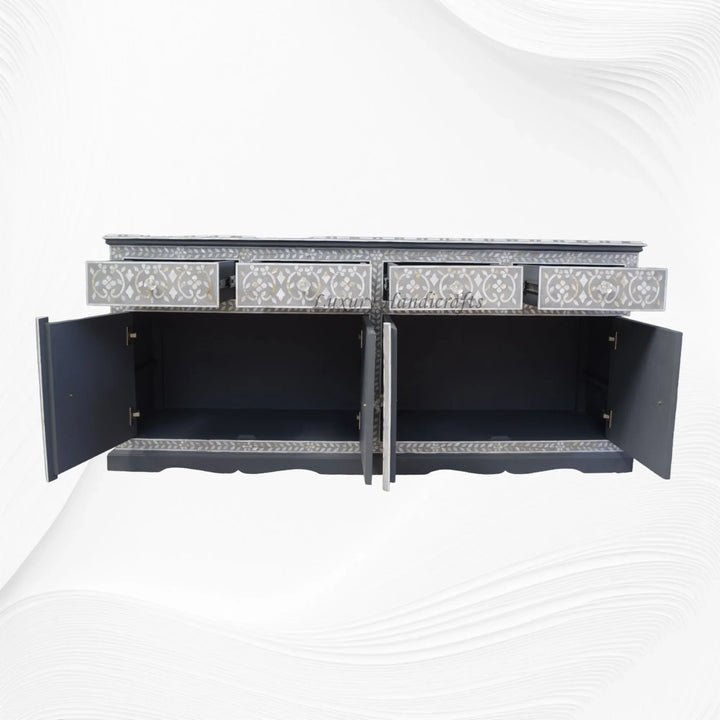 Arabic Mother Of Pearl Inlay Cabinet Light Grey