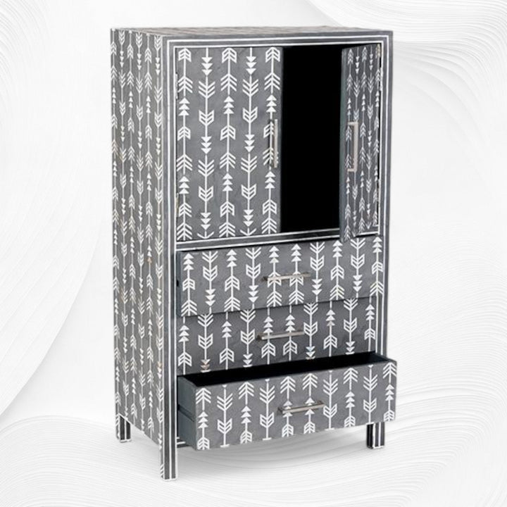 Mother Of Pearl Inlay Arrow Cabinet Grey