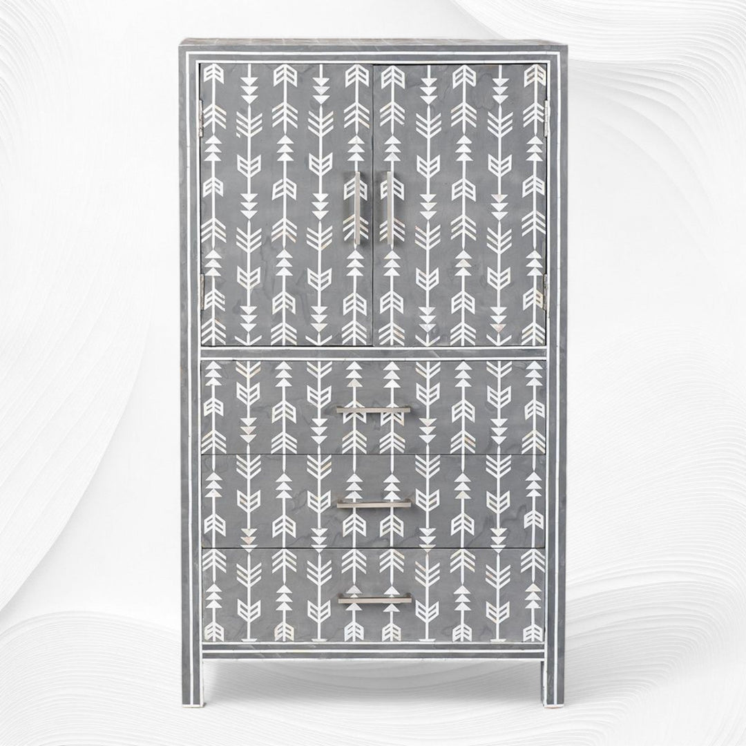 Mother Of Pearl Inlay Arrow Cabinet Grey