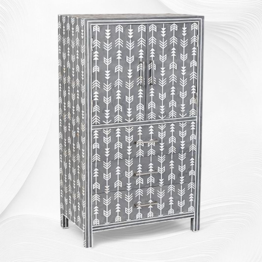 Mother Of Pearl Inlay Arrow Cabinet Grey