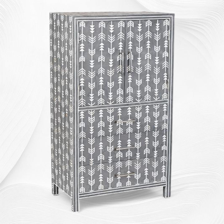 Mother Of Pearl Inlay Arrow Cabinet Grey