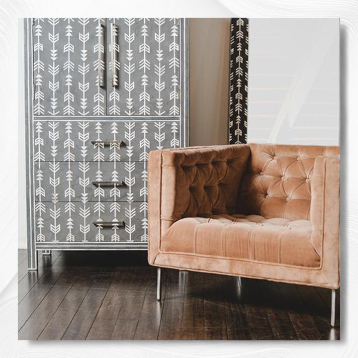 Mother Of Pearl Inlay Arrow Cabinet Grey