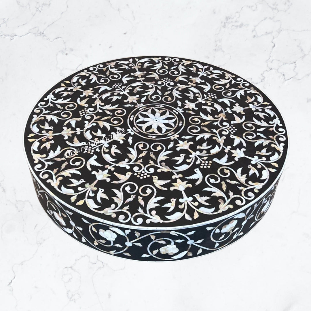 Bird Mother Of Pearl Inlay Coffee Table Black
