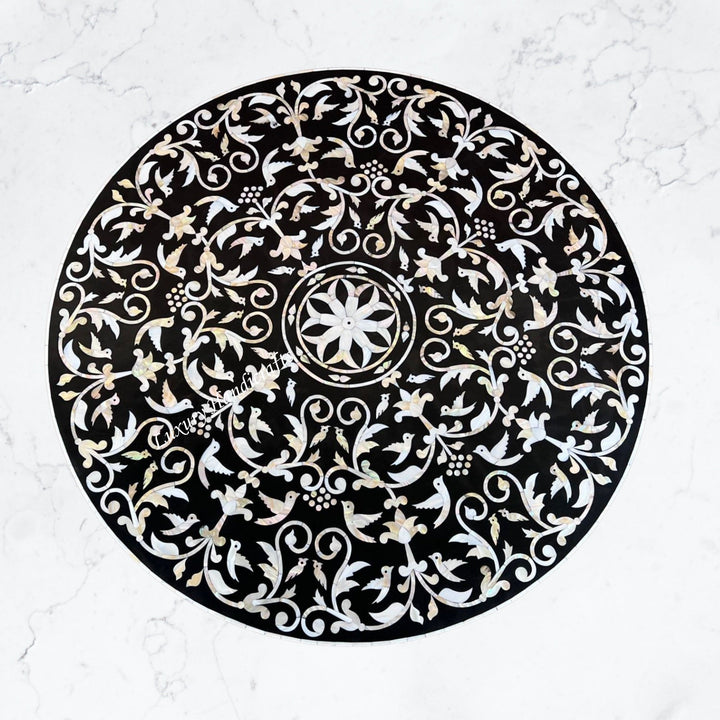 Bird Mother Of Pearl Inlay Coffee Table Black