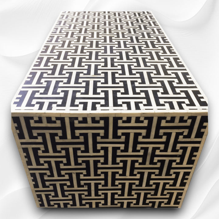 Black Bone Inlay Tic Tac 3 Drawer 2 Door Sideboard