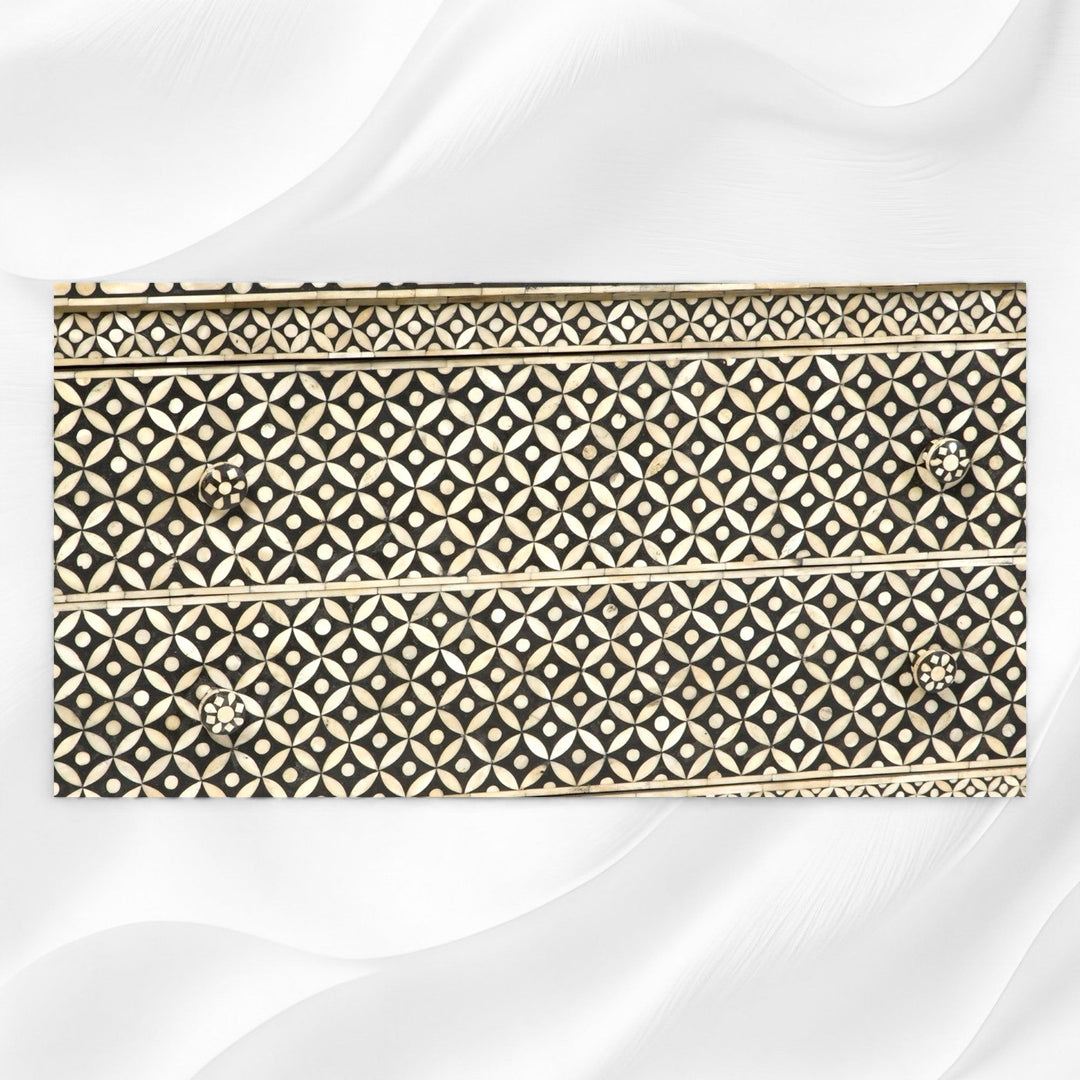 Bone Inlay 2 Drawer Geometric Sideboard Black