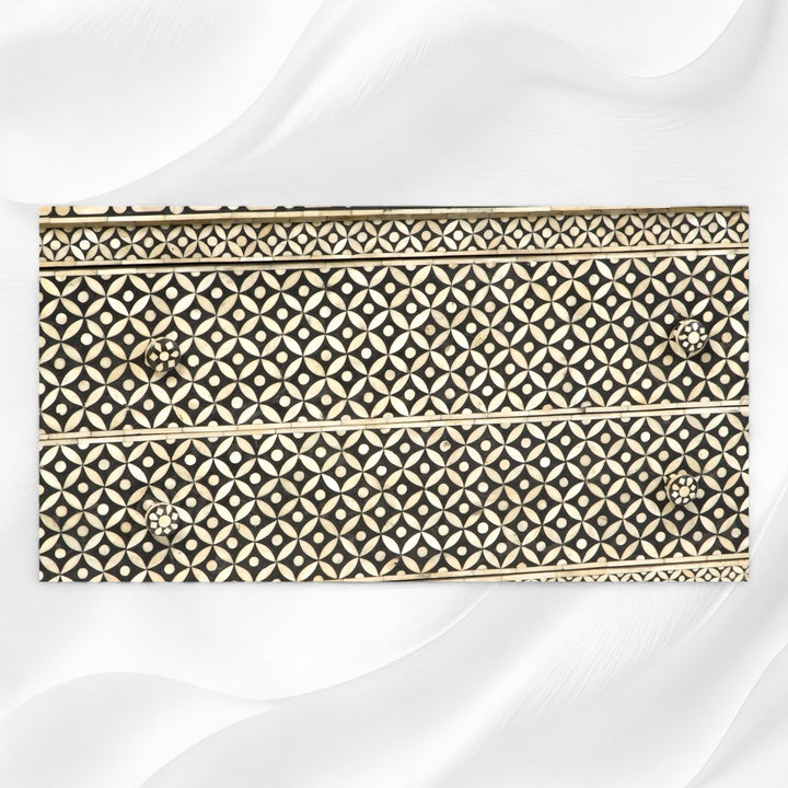 Bone Inlay 2 Drawer Geometric Sideboard Black