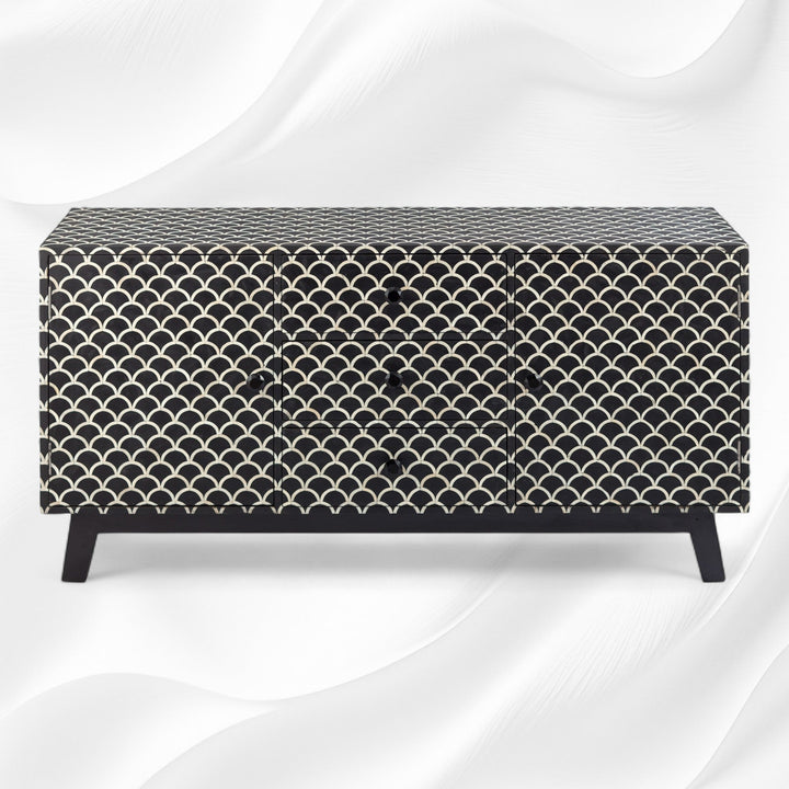 Bone Inlay 3 Drawer 2 Door Sideboard Fishscale