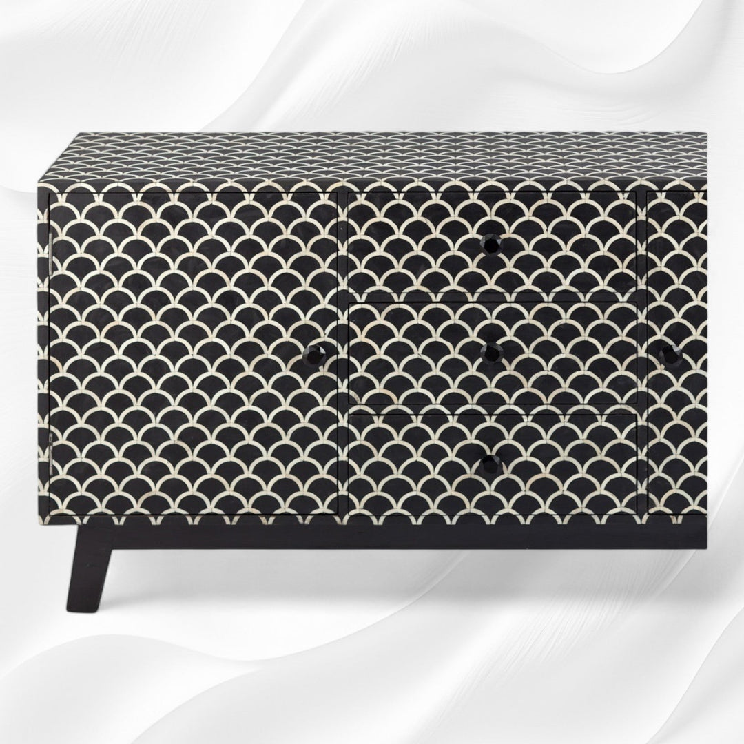 Bone Inlay 3 Drawer 2 Door Sideboard Fishscale
