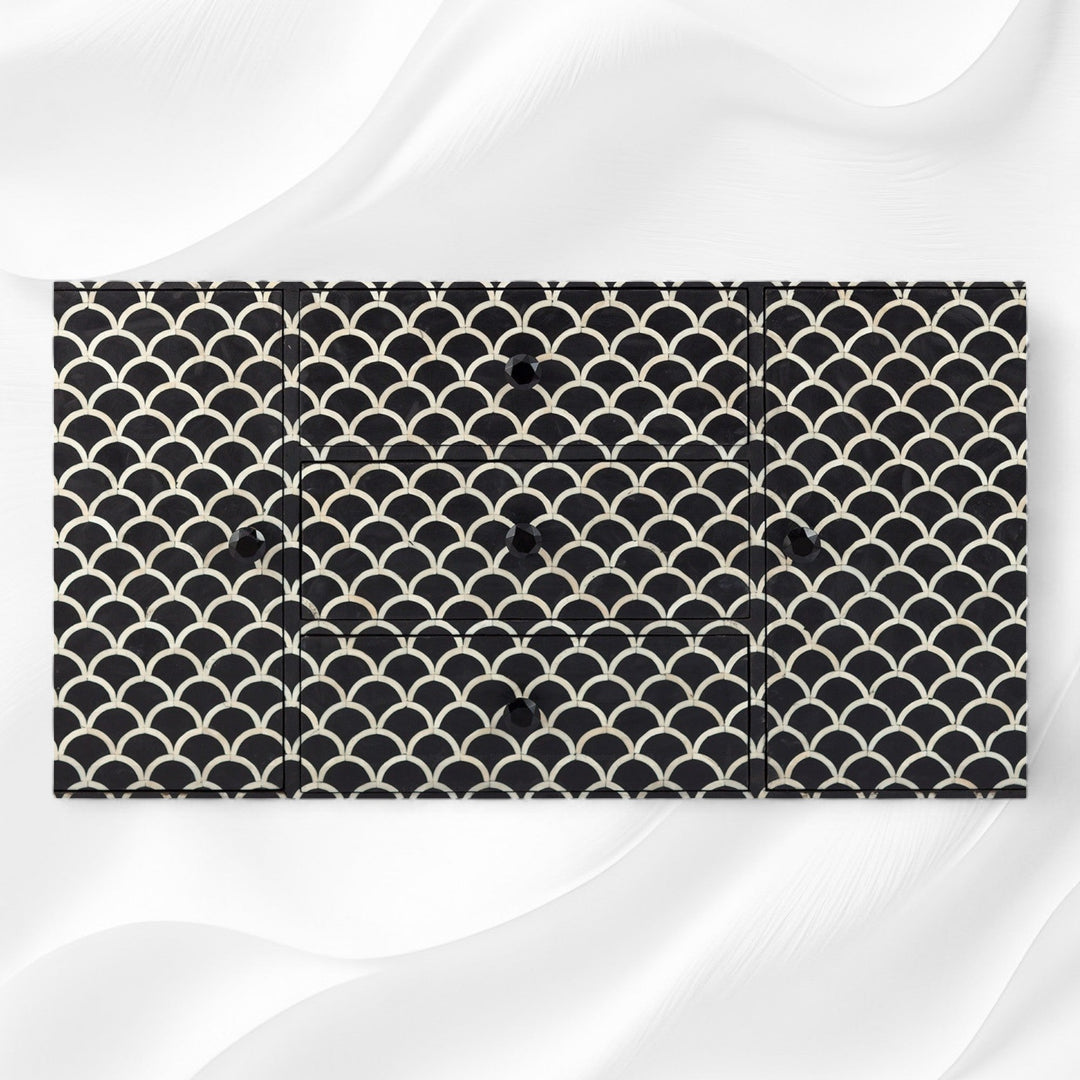 Bone Inlay 3 Drawer 2 Door Sideboard Fishscale