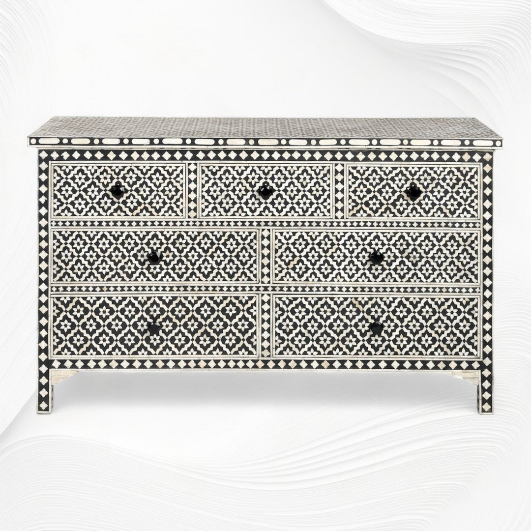Black Bone Inlay Arctic Chest Of 7 Drawers