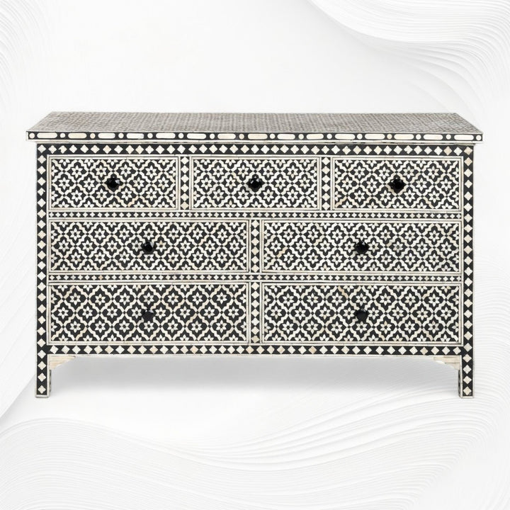 Black Bone Inlay Arctic Chest Of 7 Drawers