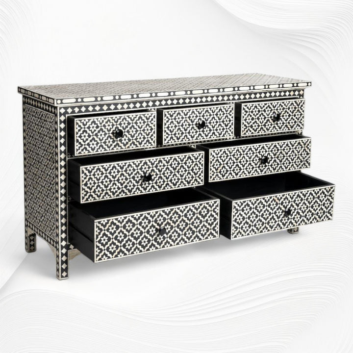 Black Bone Inlay Arctic Chest Of 7 Drawers