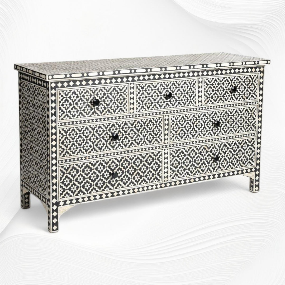 Black Bone Inlay Arctic Chest Of 7 Drawers
