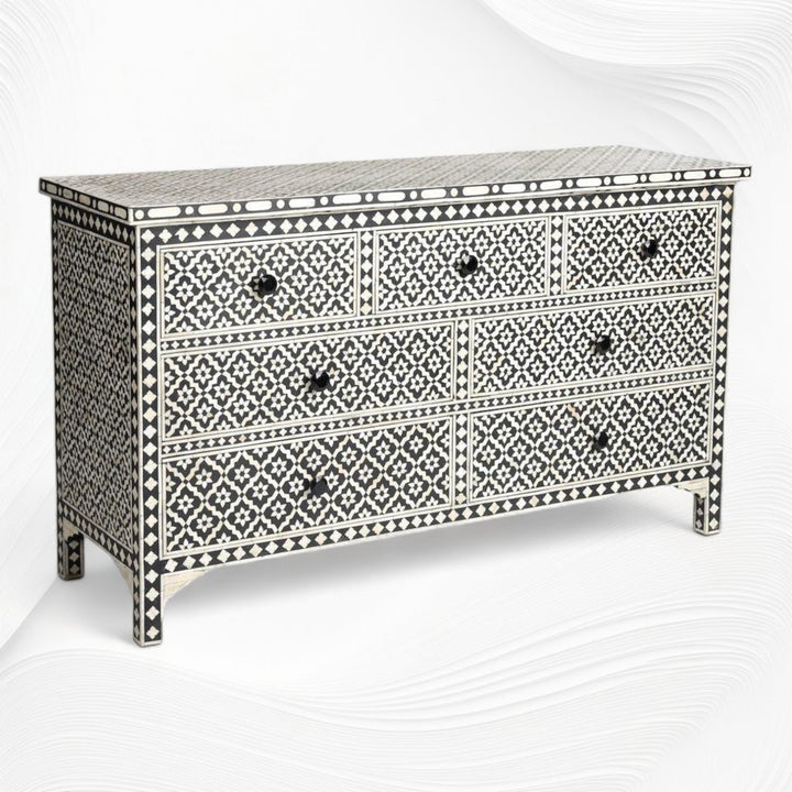 Black Bone Inlay Arctic Chest Of 7 Drawers