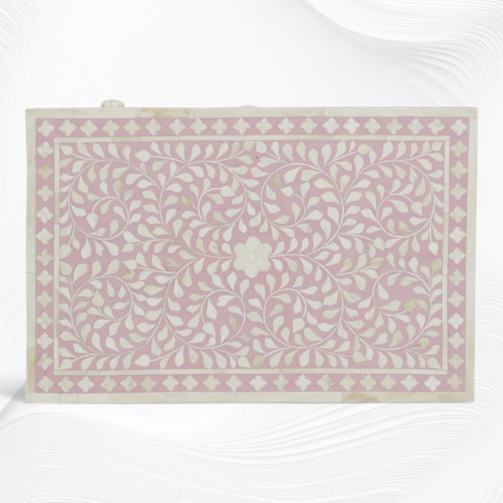 Bone Inlay Bedside Floral 1 Drawer 1 Door Blush Pink