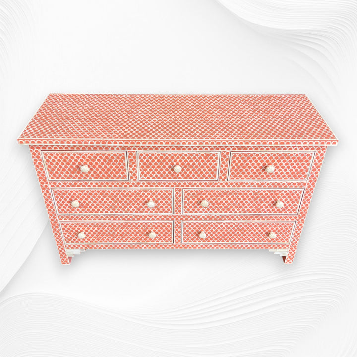 Bone Inlay Fishscale Chest Of 7 Drawers Orange