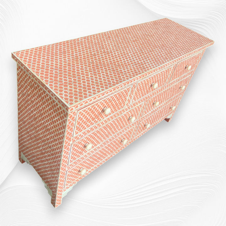 Bone Inlay Fishscale Chest Of 7 Drawers Orange