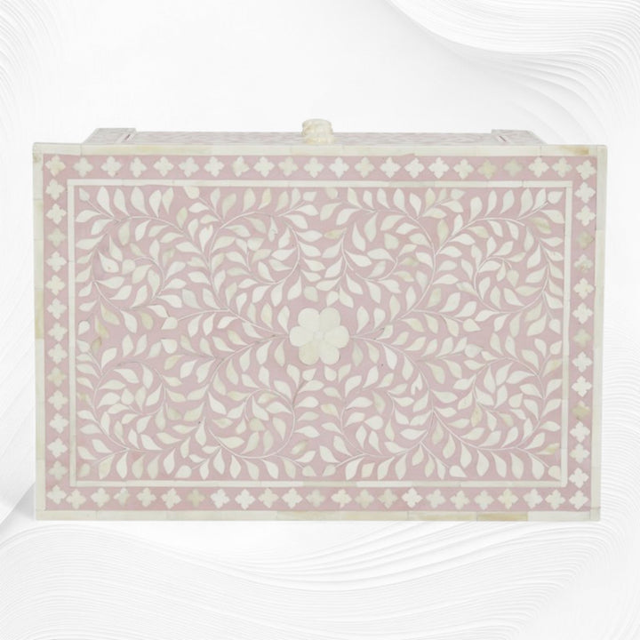 Bone Inlay Floral 3 Drawer Bedside Blush Pink