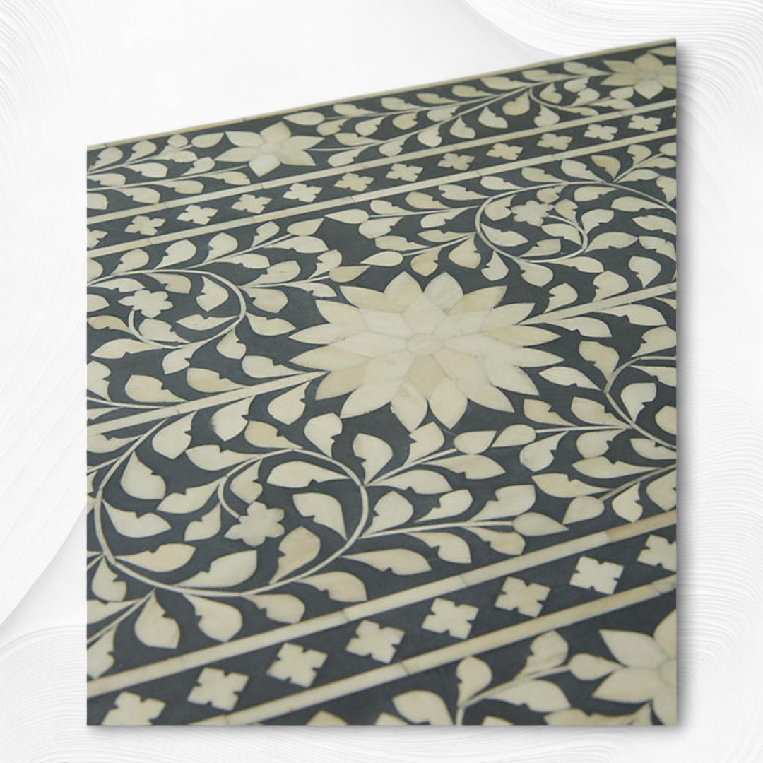 Bone Inlay Floral Chest Of 7 Drawers Grey
