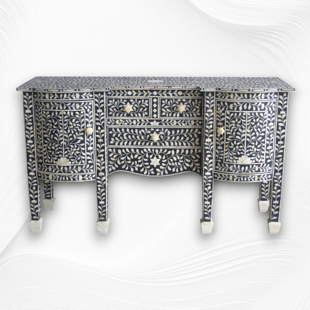 Bone Inlay Victorian Buffet Black