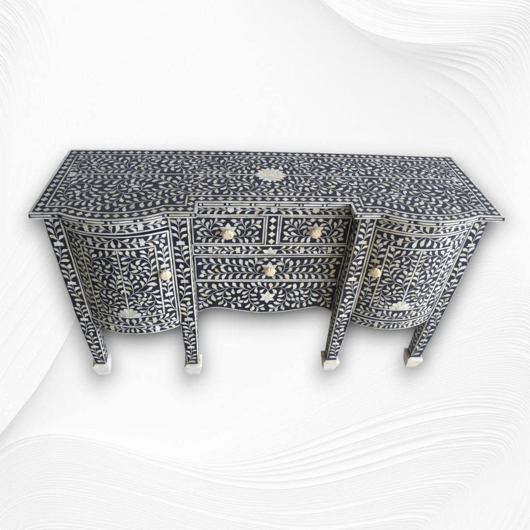 Bone Inlay Victorian Buffet Black