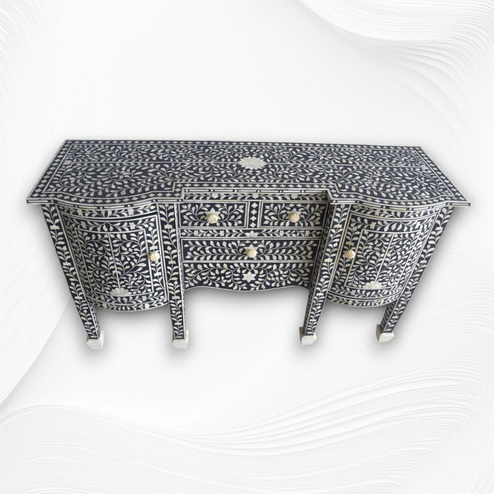 Bone Inlay Victorian Buffet Black