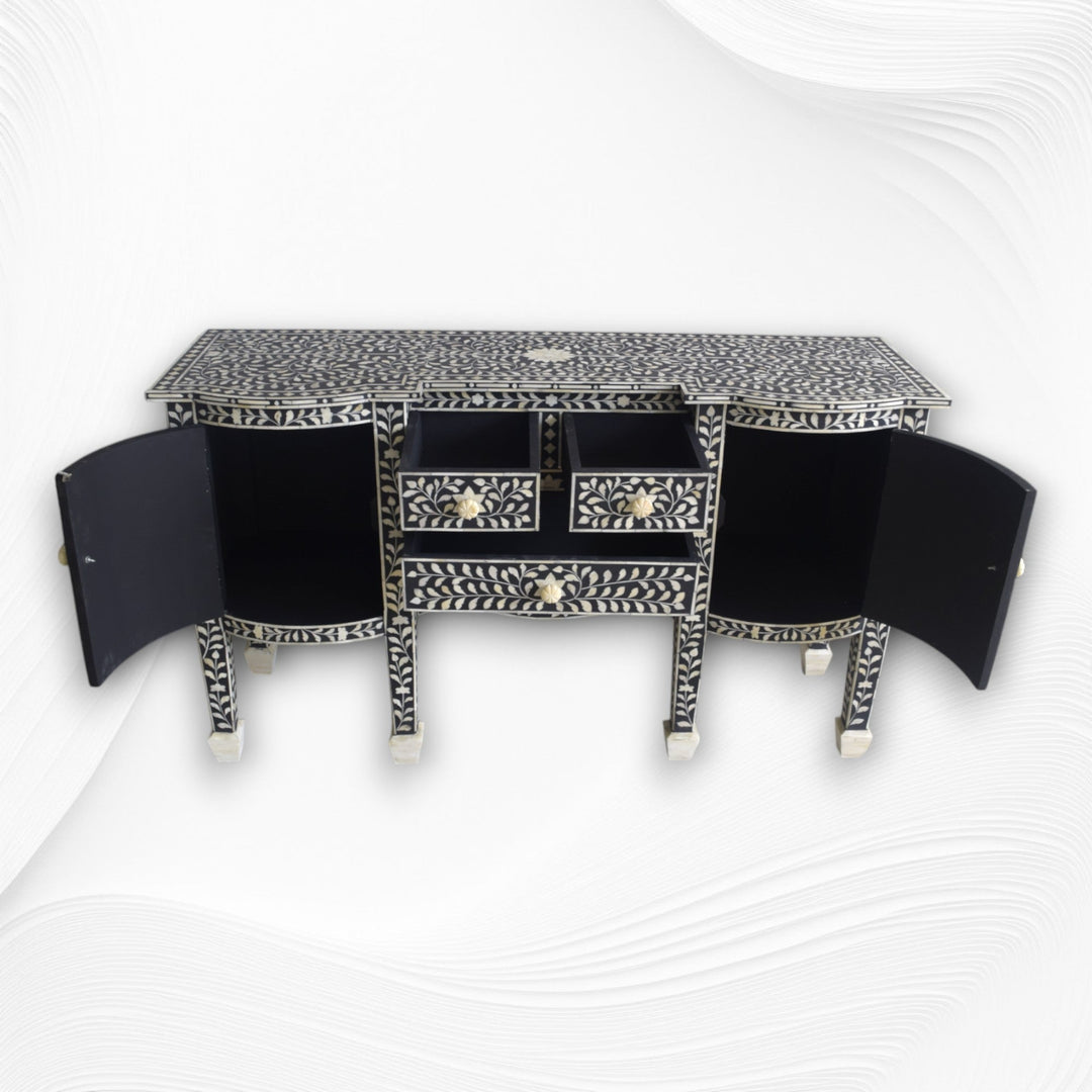 Bone Inlay Victorian Buffet Black