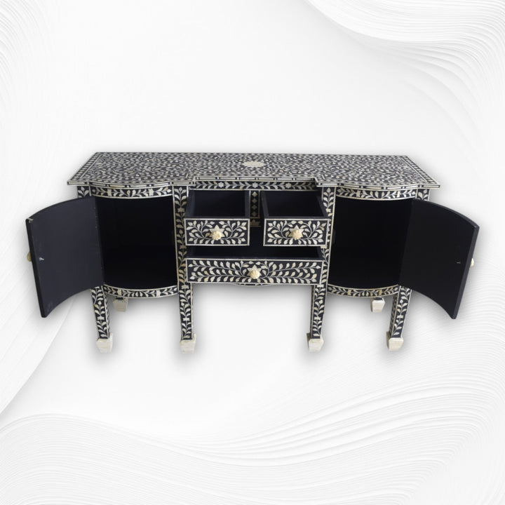 Bone Inlay Victorian Buffet Black