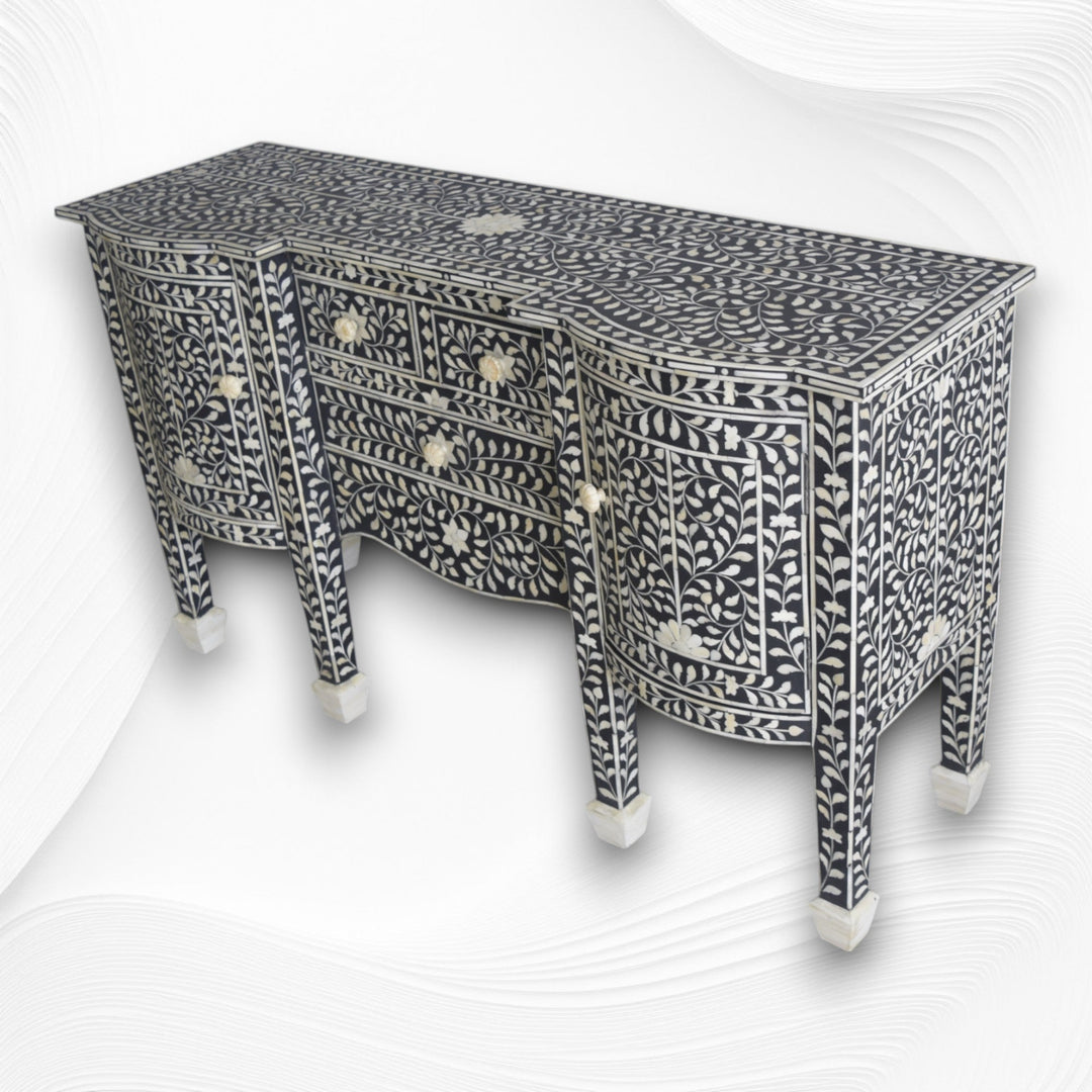 Bone Inlay Victorian Buffet Black