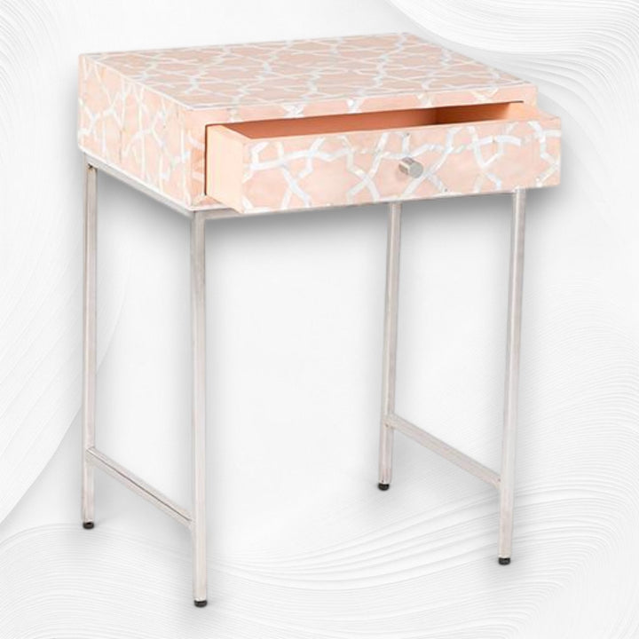 Fez Mother of Pearl Inlay Bedside Nude Pink
