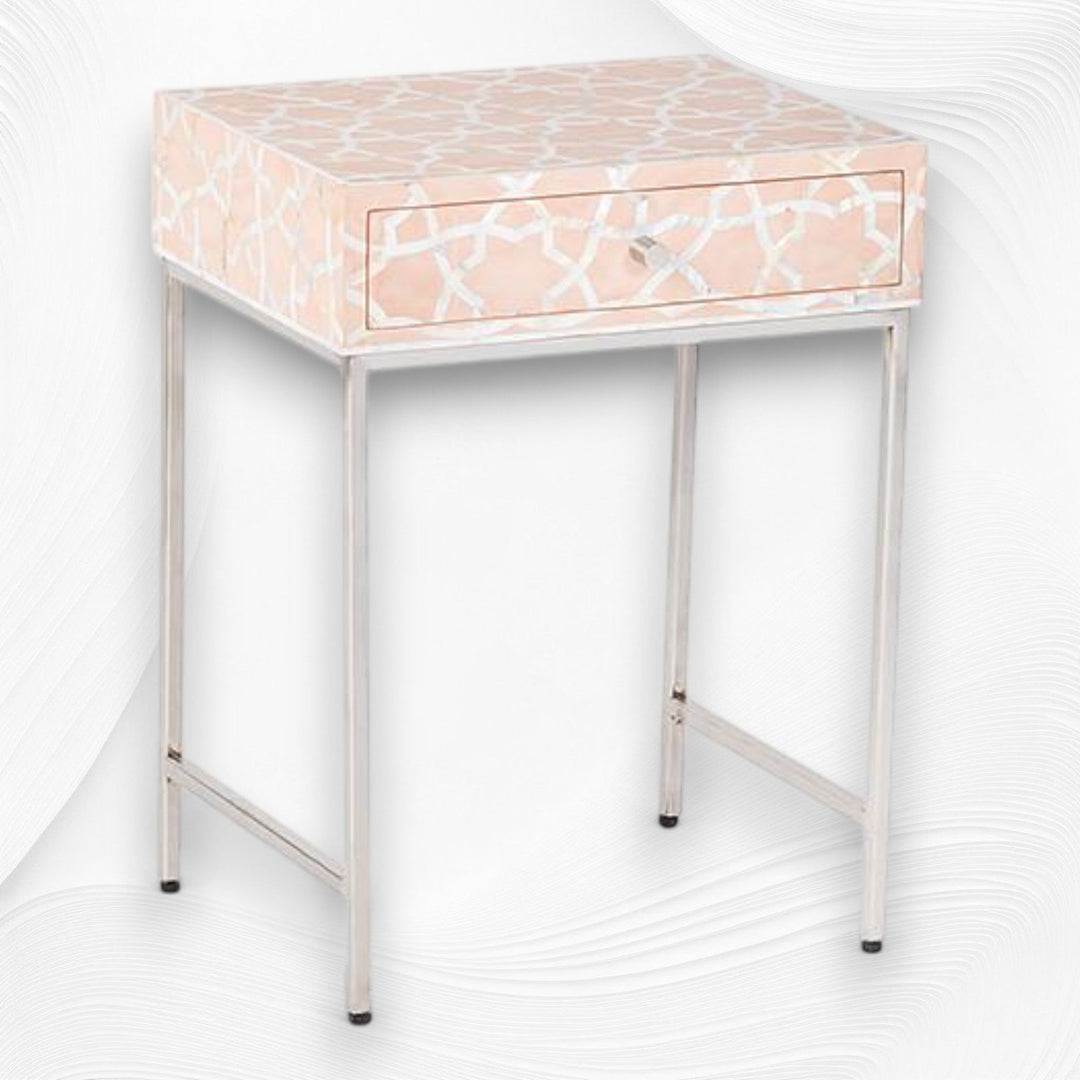 Fez Mother of Pearl Inlay Bedside Nude Pink