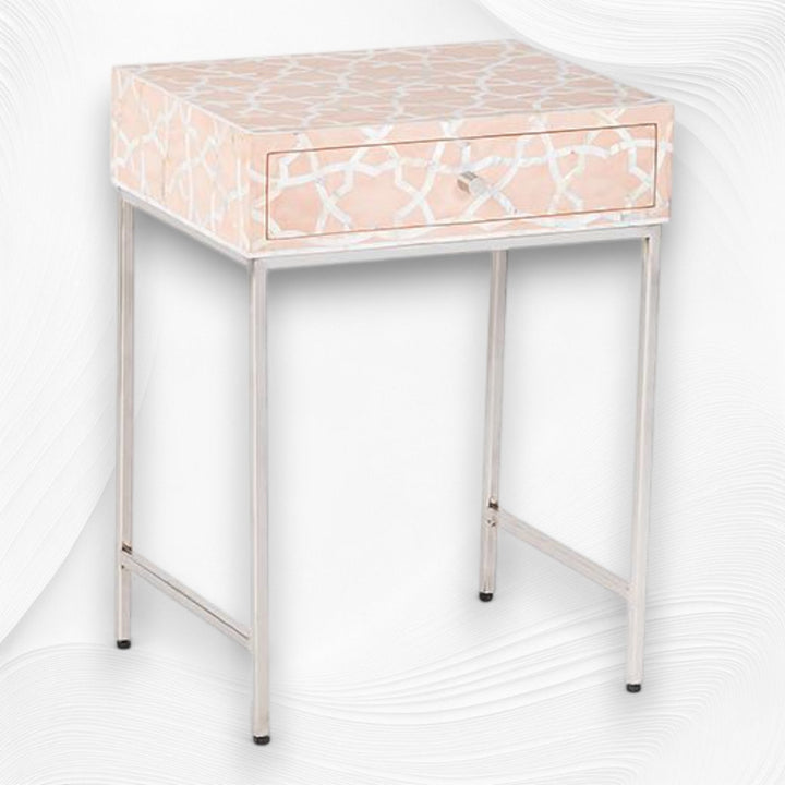 Fez Mother of Pearl Inlay Bedside Nude Pink