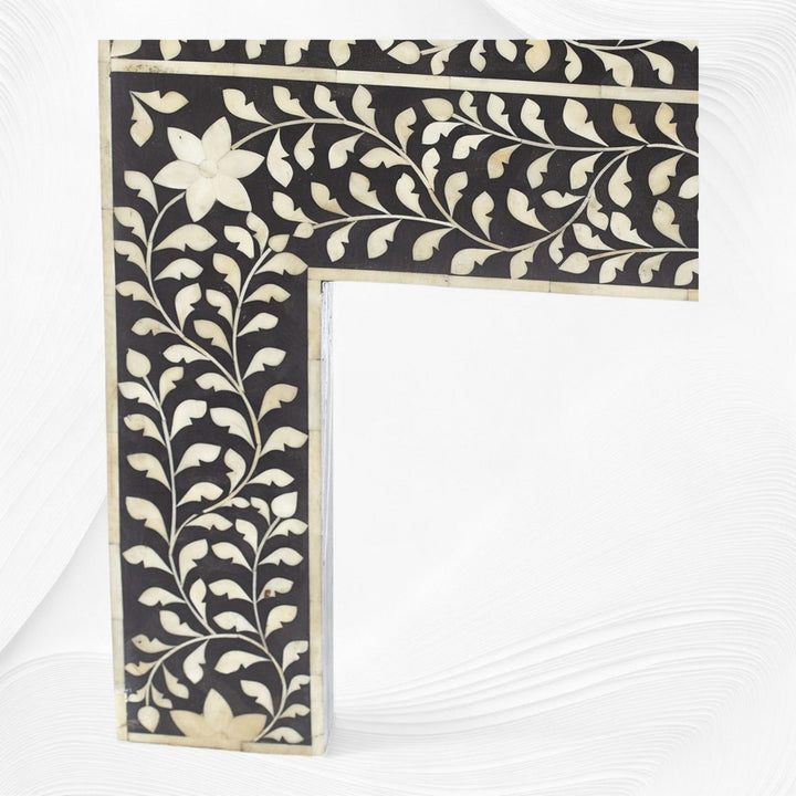 Floral Bone Inlay Headboard Black