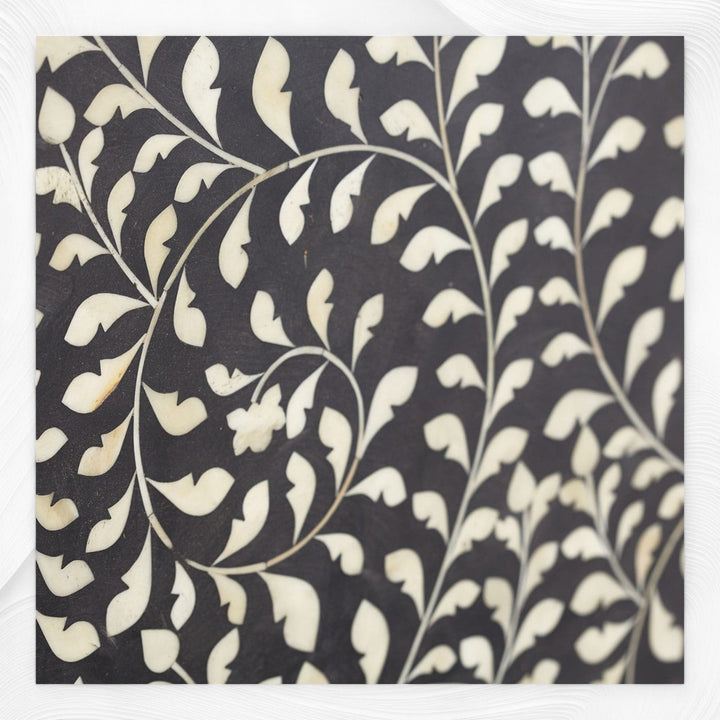 Floral Bone Inlay Headboard Black