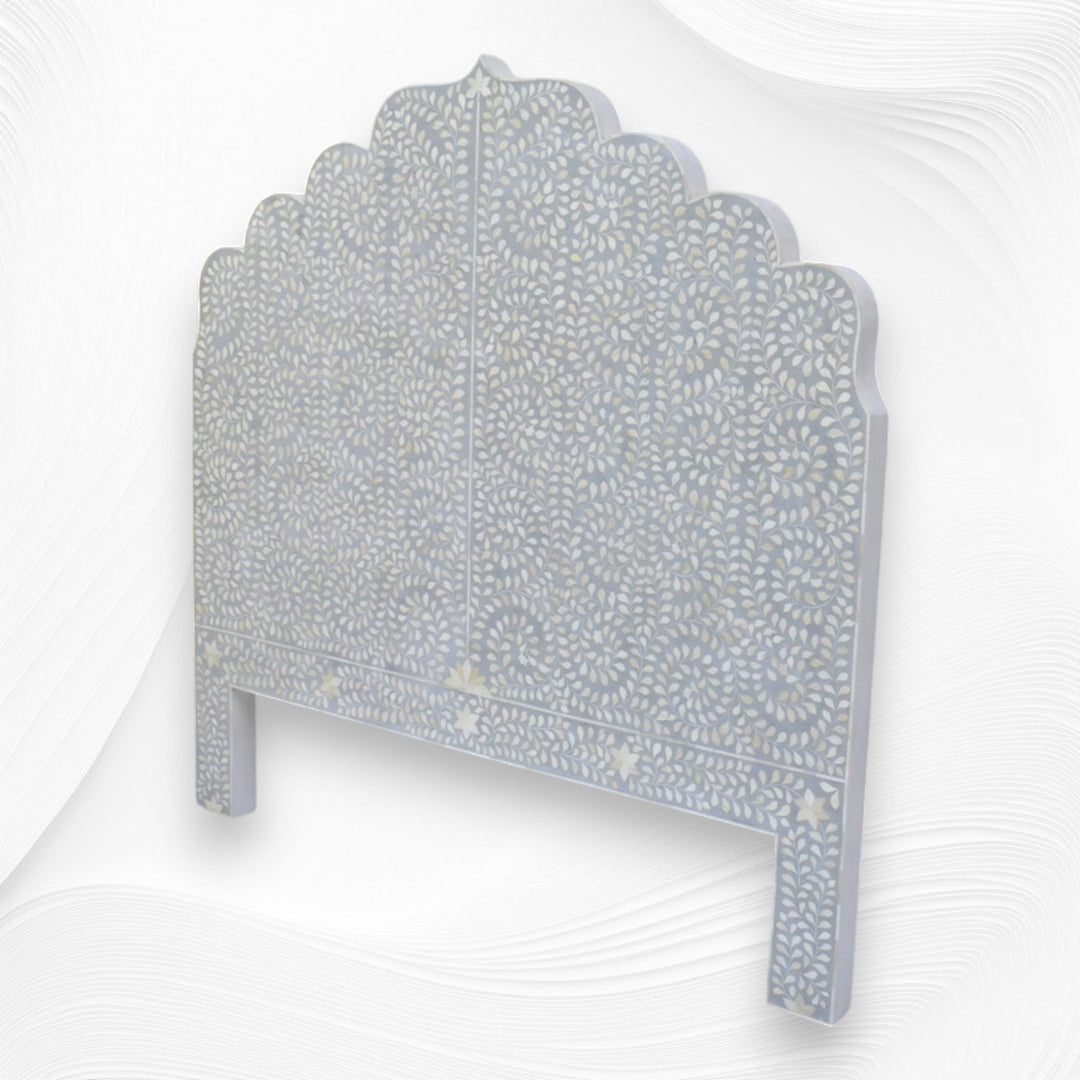 Floral Bone Inlay Headboard Grey