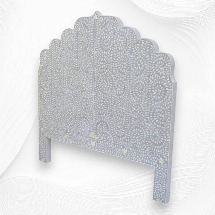 Floral Bone Inlay Headboard Grey
