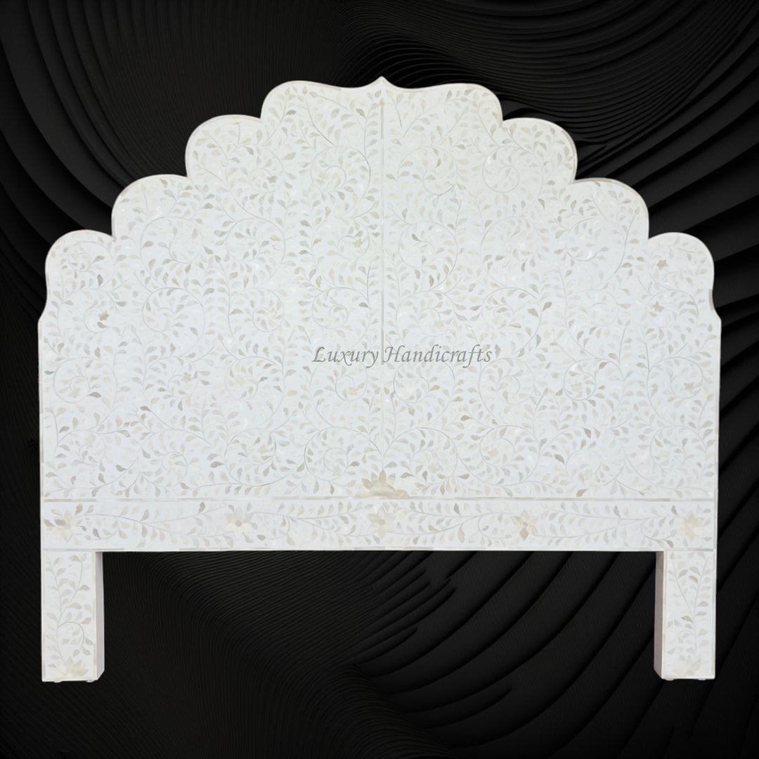 Floral Bone Inlay Headboard White