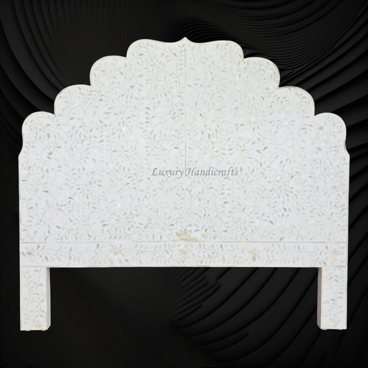 Floral Bone Inlay Headboard White