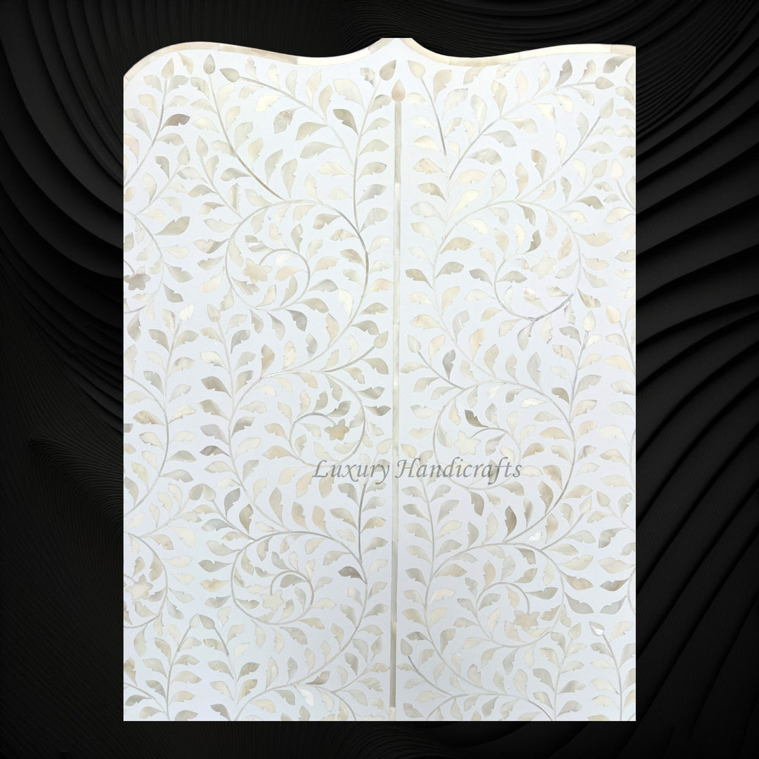 Floral Bone Inlay Headboard White