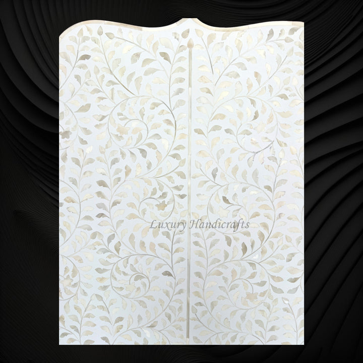 Floral Bone Inlay Headboard White