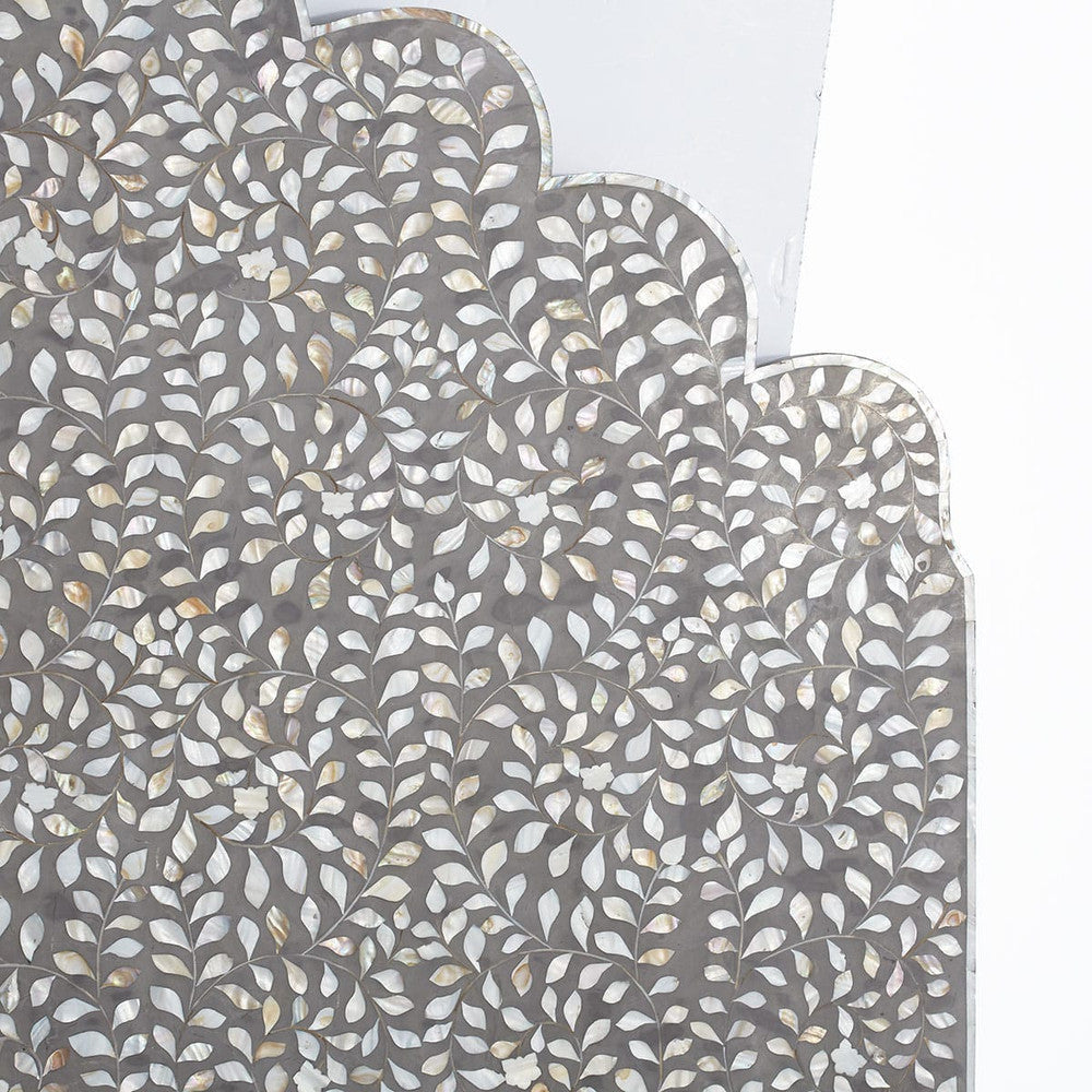 Floral MOP Inlay Headboard Grey